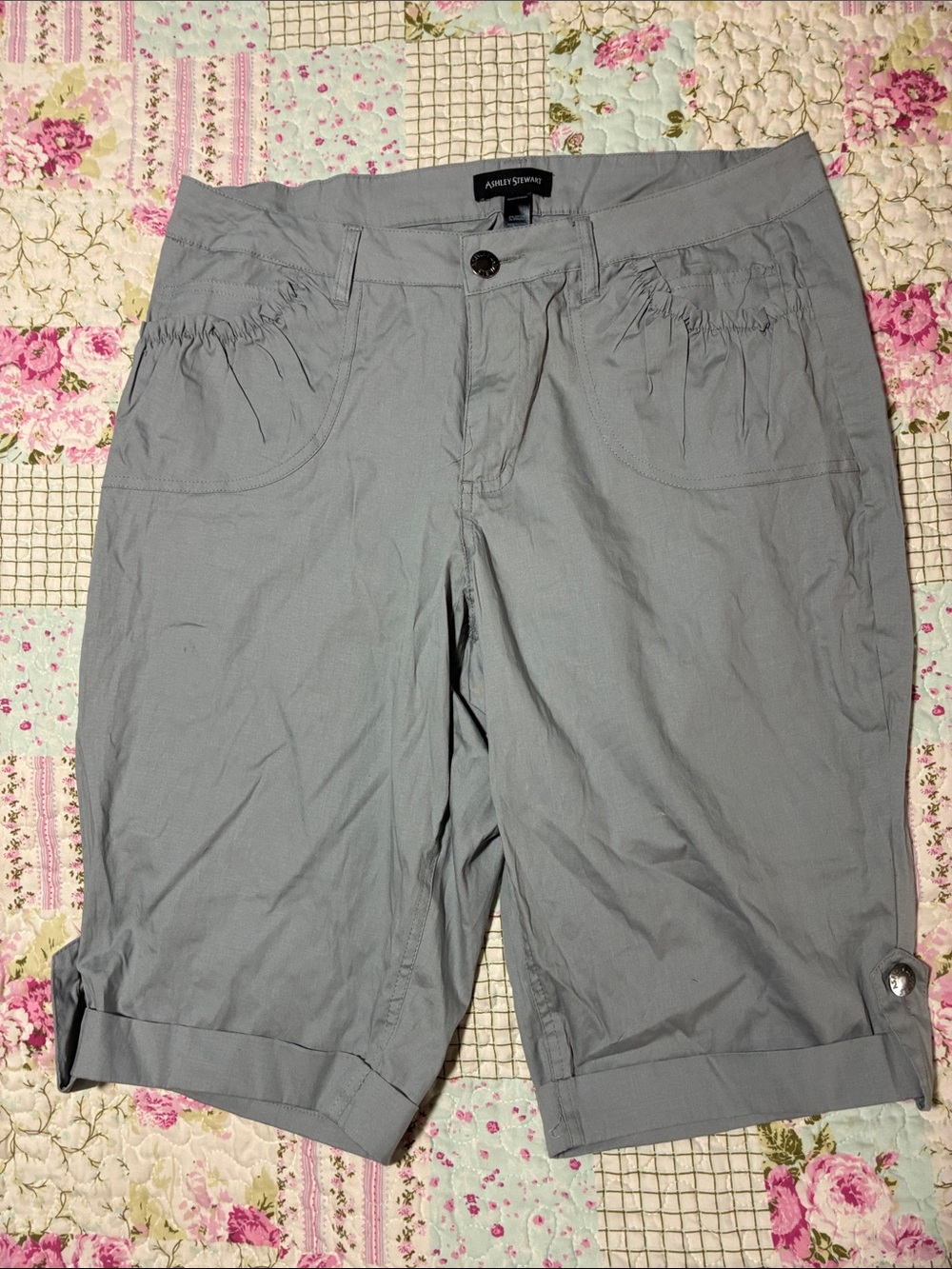 Ashley Stewart Light Gray Knee-Length Bermuda Shorts